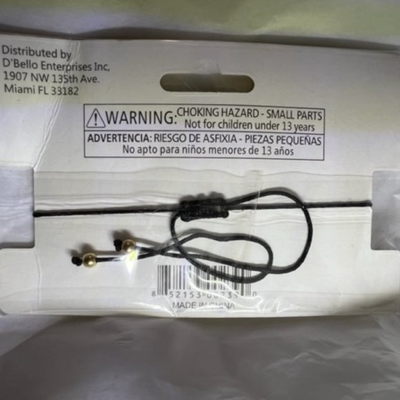 🌷 3 / $9- New in package D'Bello seashell black cord adjustable bracelet - Picture 2 of 2